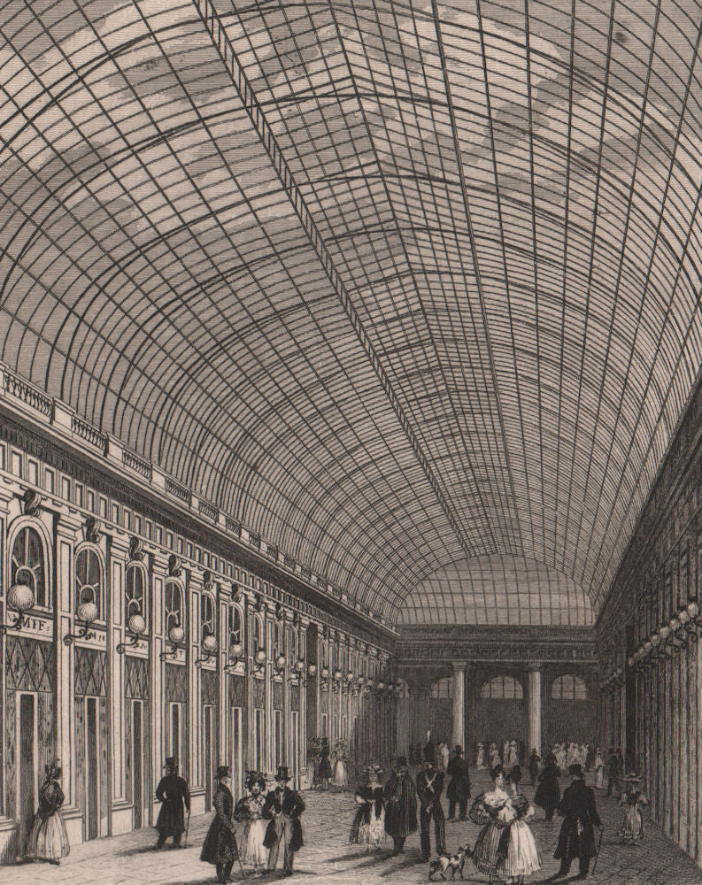 PARIS. Interieur de la Galerie du Palais Royal. BICKNELL 1845 old print